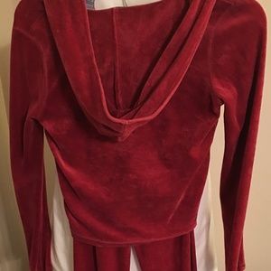 Medium Maroon velour hoodie jogging sweat suit